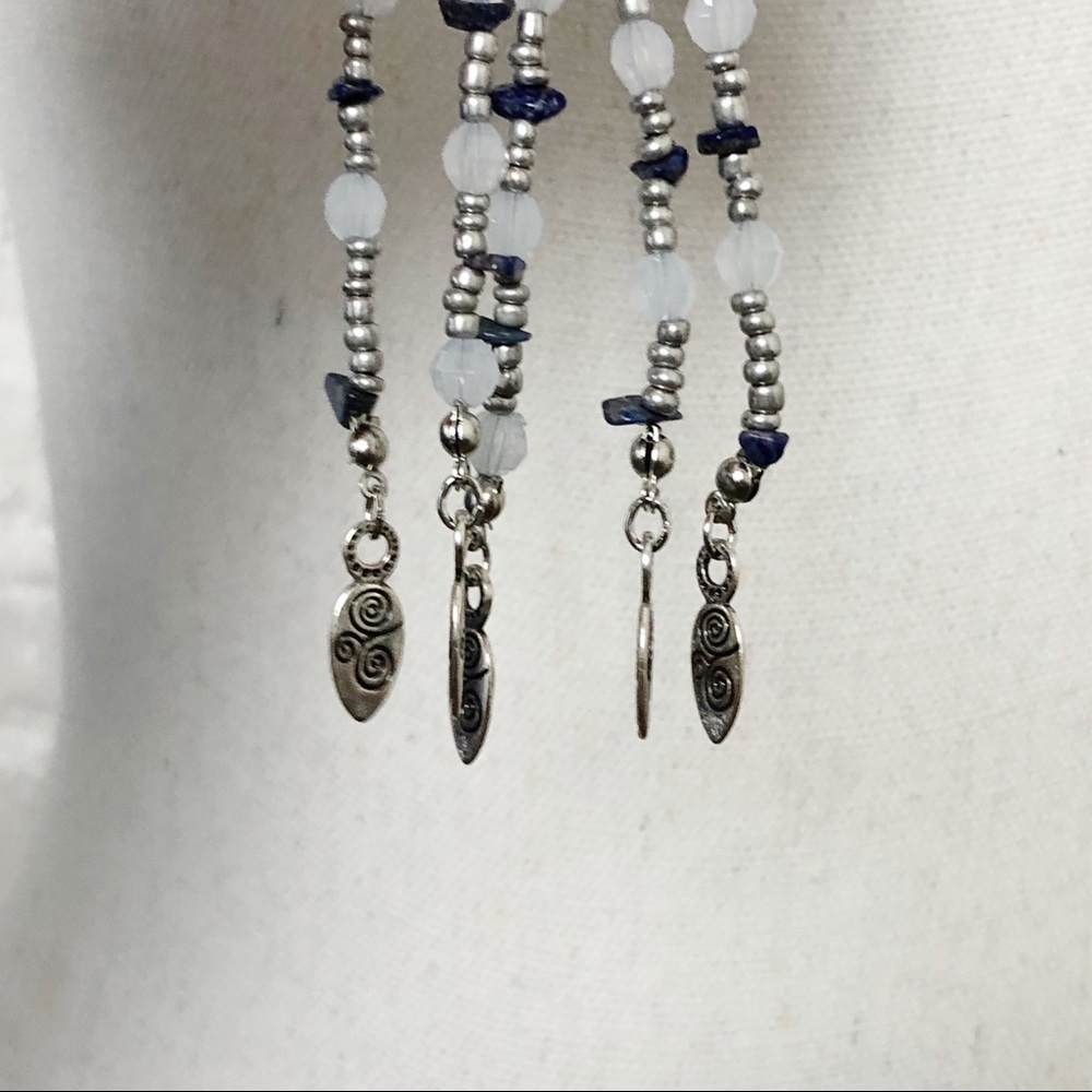 NWT CHICO’S Boho Lavender jewels with Gun Metal Beads Long Tassel Necklace - Picture 10 of 16